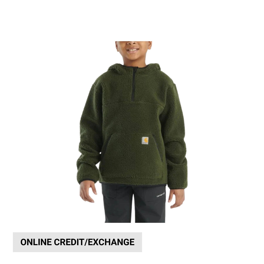 Carhartt Boys' Long Sleeve Fleece Hooded Half Zip Sweatshirt - Olive - Lenny's Shoe & Apparel