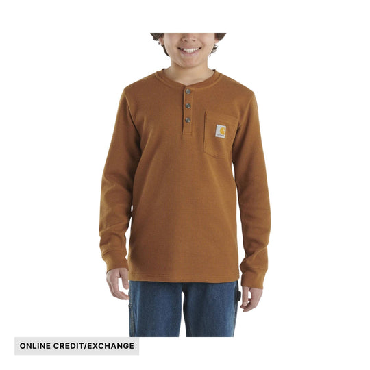 Carhartt Boys' Long Sleeve Henley Pocket Tee - Brown - ONLINE CREDIT/EXCHANGE - Lenny's Shoe & Apparel