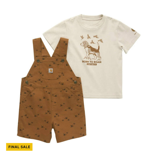 Carhartt Boys' Toddler Short Sleeve T Shirt And Canvas Print Shortall Set - Carhartt Brown - FINAL SALE - Lenny's Shoe & Apparel