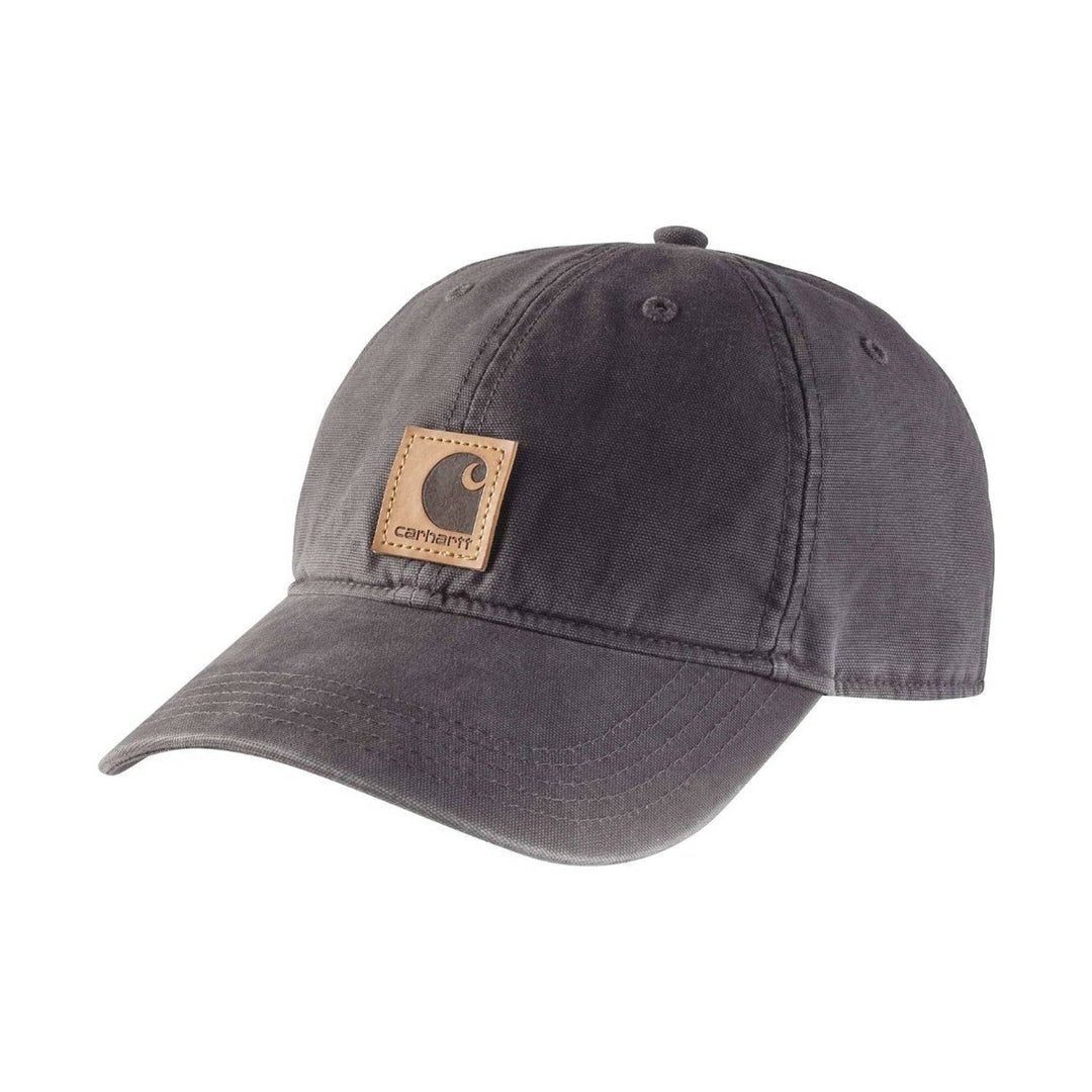 Gray cap with a brand logo on a white background