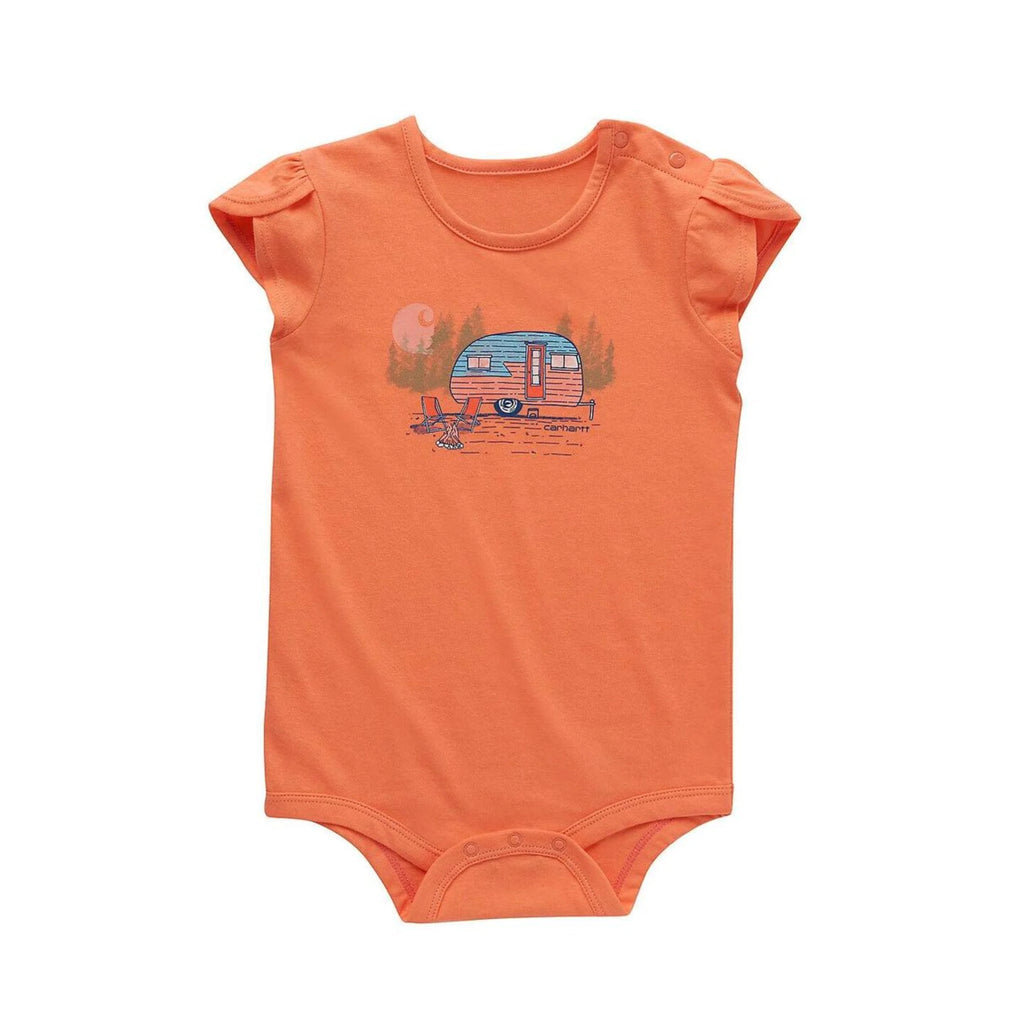 Carhartt Girls' Infant Petal Sleeve Camper Bodysuit - Fresh Salmon - Lenny's Shoe & Apparel