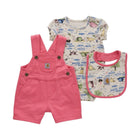 Carhartt Girls' Infant Short Sleeve Bodysuit Shortall And Food Bib Set - PINK LEMONADE - Lenny's Shoe & Apparel