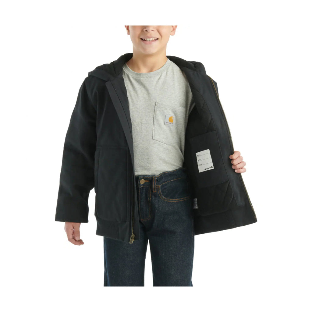 Carhartt Kids' Flannel Quilt Lined Active Jacket - Caviar Black - Lenny's Shoe & Apparel