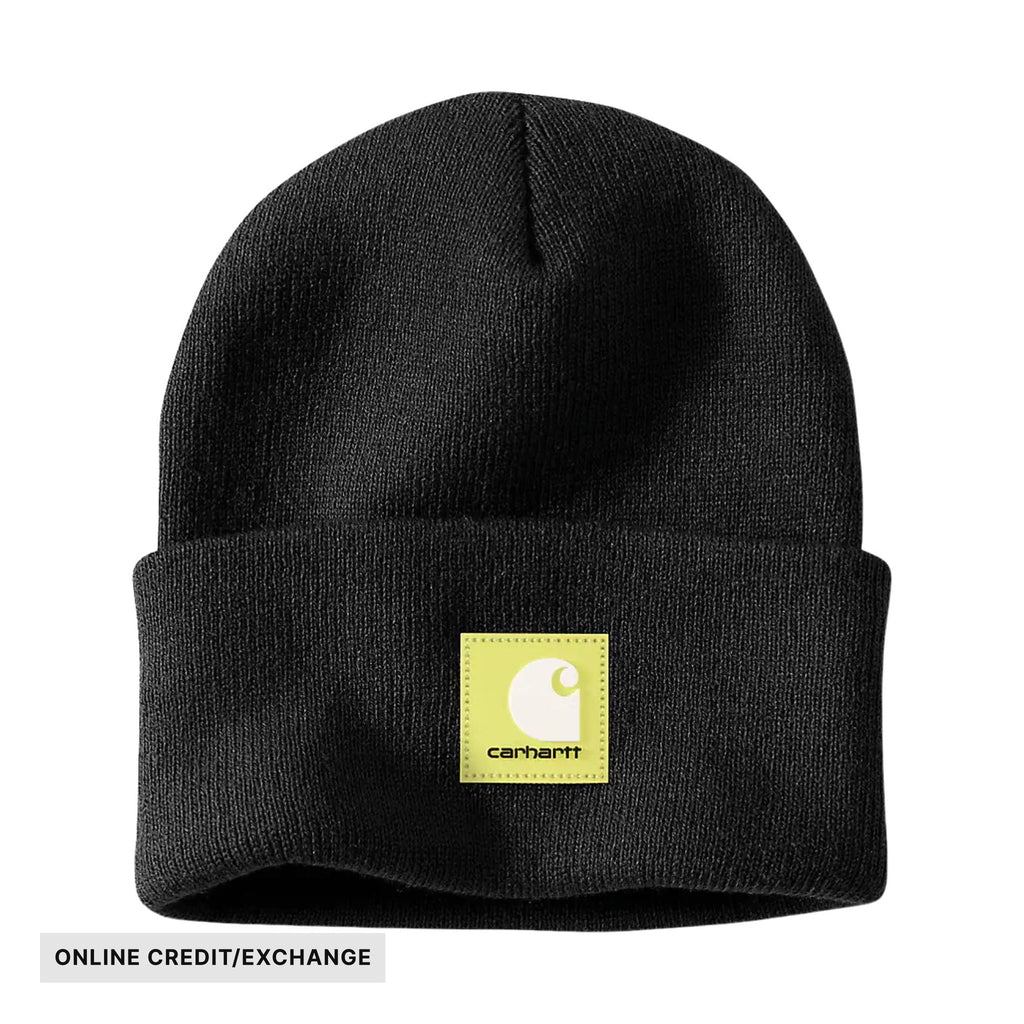 Carhartt Knit Rubber Patch Beanie - Black - Lenny's Shoe & Apparel