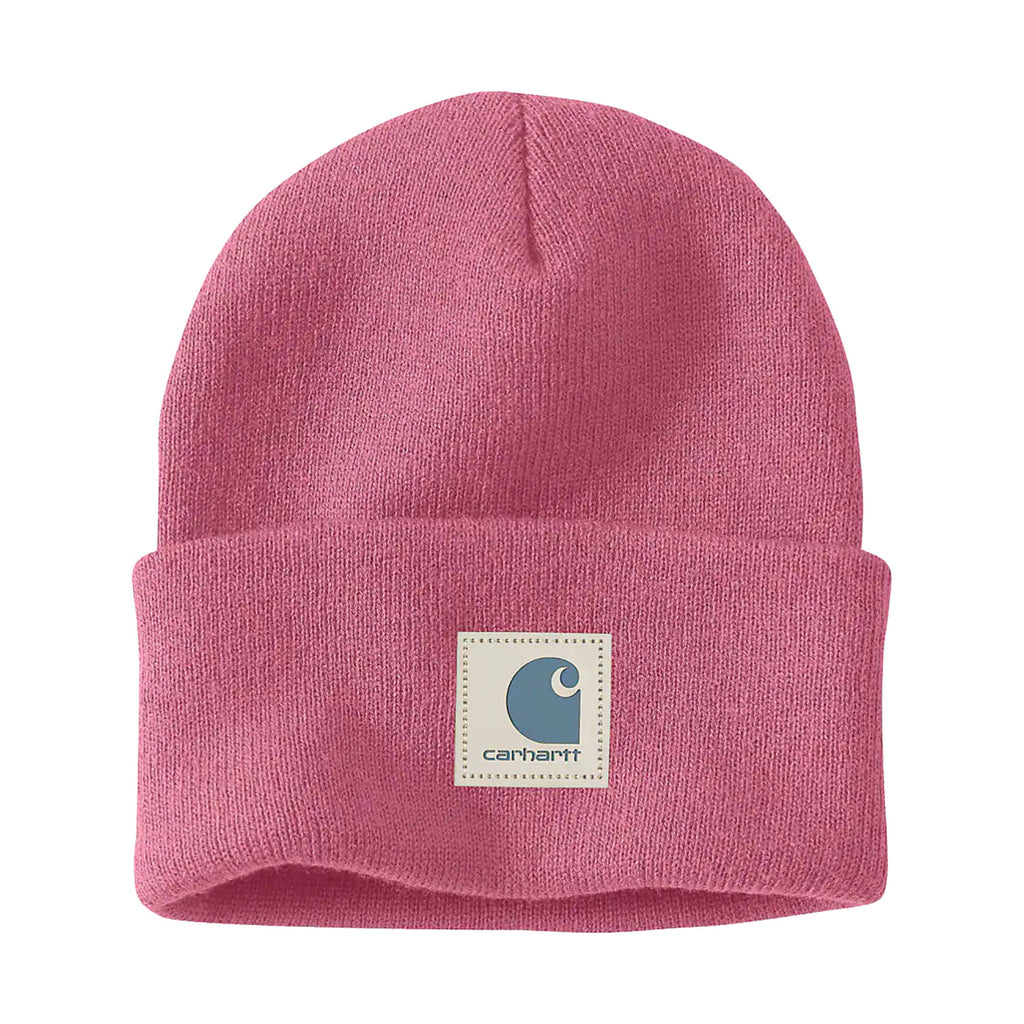 Carhartt Knit Rubber Patch Beanie - Woodrose - Lenny's Shoe & Apparel