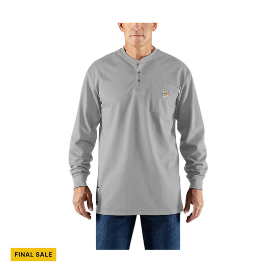 Carhartt Men's Flame Resistant Force Cotton Long Sleeve Henley - Light Gray - FINAL SALE - Lenny's Shoe & Apparel