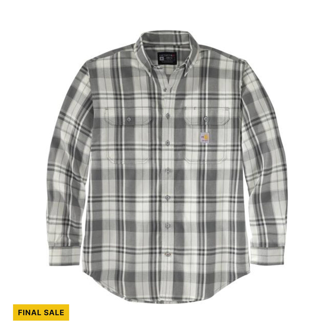 Carhartt Men's Flame Resistant Force Rugged Flex Loose Fit Twill Long Sleeve Plaid Shirt - Shadow/Malt - FINAL SALE - Lenny's Shoe & Apparel