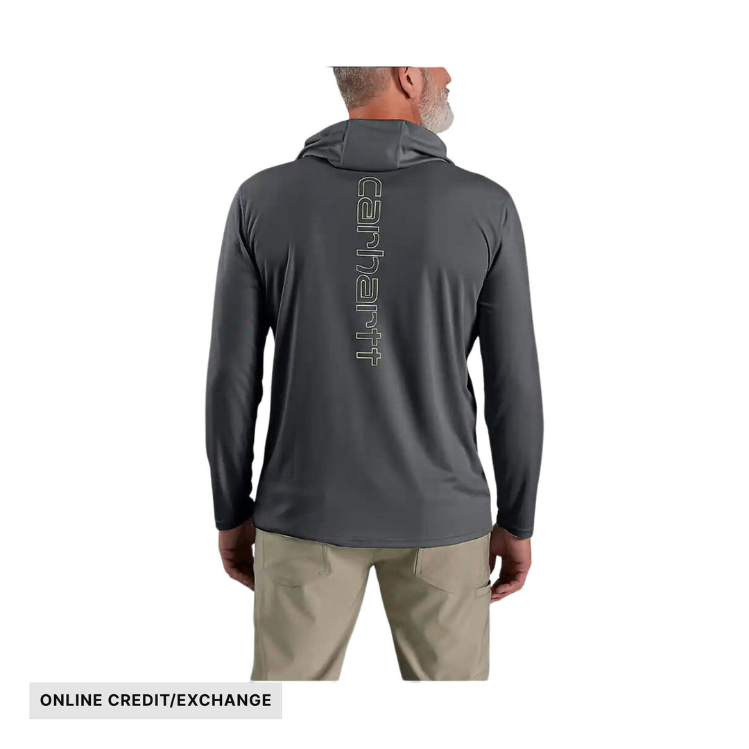 Carhartt Men's Force Sun Defender Lightweight Long Sleeve Hooded Logo Graphic T Shirt - Steel - ONLINE CREDIT/EXCHANGE - Lenny's Shoe & Apparel