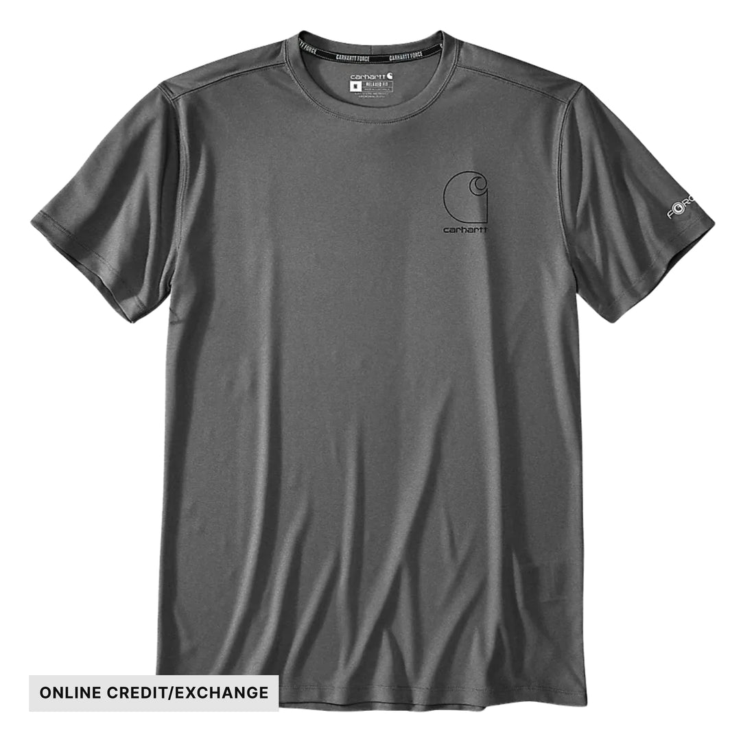 Carhartt Men's Force Sun Defender Relaxed Logo T Shirt - Steel Heather - ONLINE CREDIT/EXCHANGE - Lenny's Shoe & Apparel