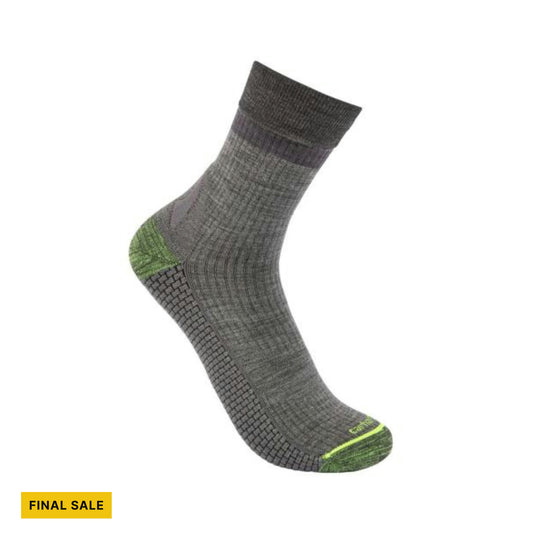 Carhartt Men's Light Weight Synthetic Merino Wool Blend Crew Sock - Heather Gray - FINAL SALE - Lenny's Shoe & Apparel