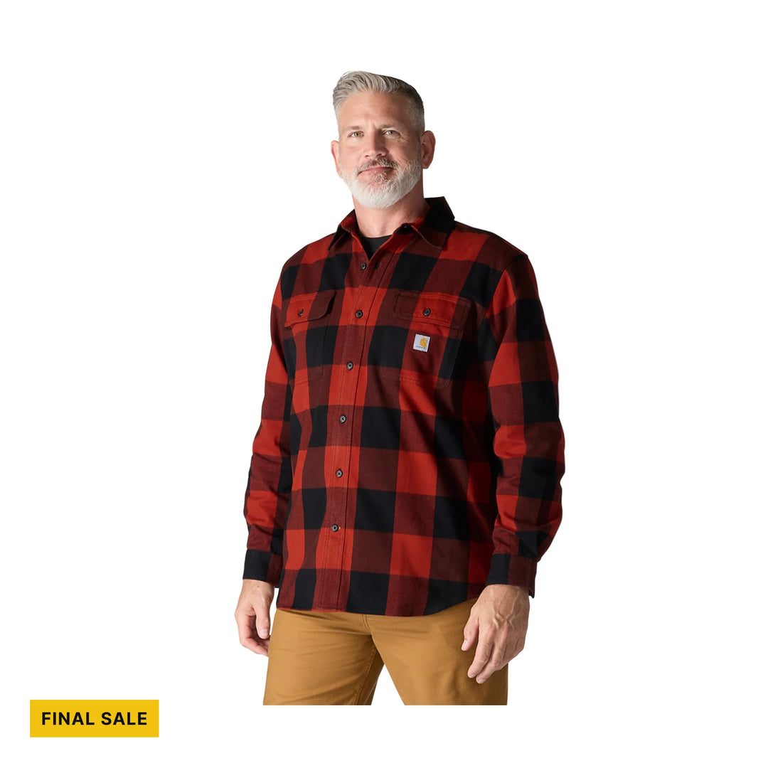 Carhartt Reworked Men's Loose Fit Heavyweight Flannel Long-Sleeve Plaid Shirt, Like New | Spice Red