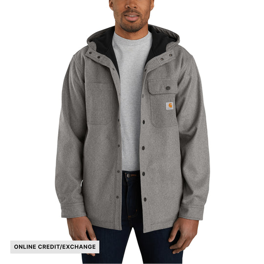 Carhartt Men's Rain Defender Relaxed Fit Heavyweight Hooded Shirt Jacket - Black Heather - ONLINE CREDIT/EXCHANGE - Lenny's Shoe & Apparel