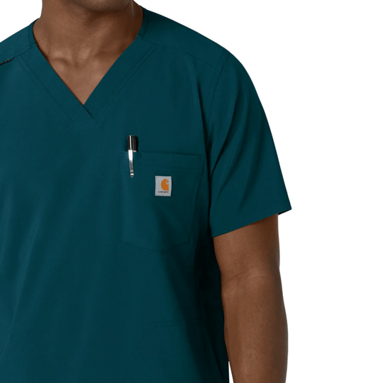 Carhartt Men's Cross Flex V Neck Scrub Top - Caribbean - Lenny's Shoe & Apparel