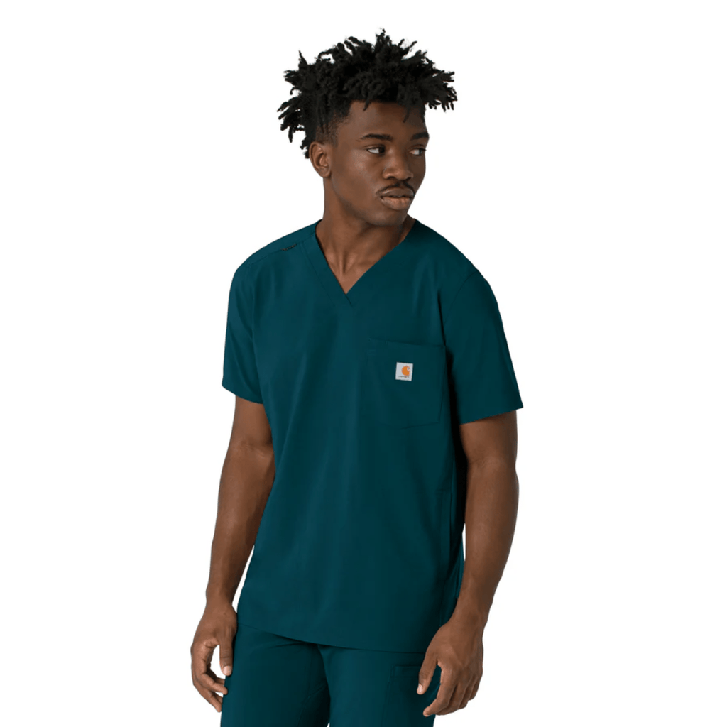 Carhartt Men's Cross Flex V Neck Scrub Top - Caribbean - Lenny's Shoe & Apparel