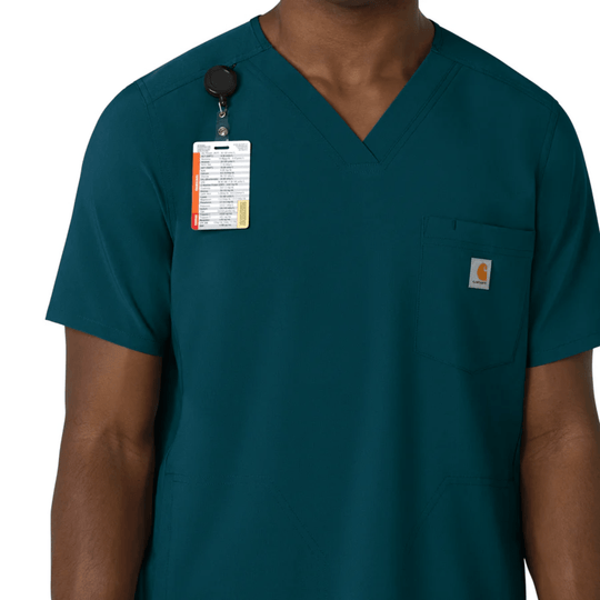 Carhartt Men's Cross Flex V Neck Scrub Top - Caribbean - Lenny's Shoe & Apparel