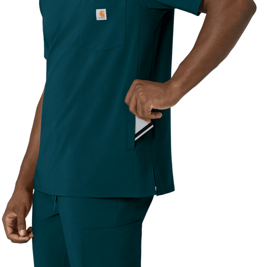 Carhartt Men's Cross Flex V Neck Scrub Top - Caribbean - Lenny's Shoe & Apparel