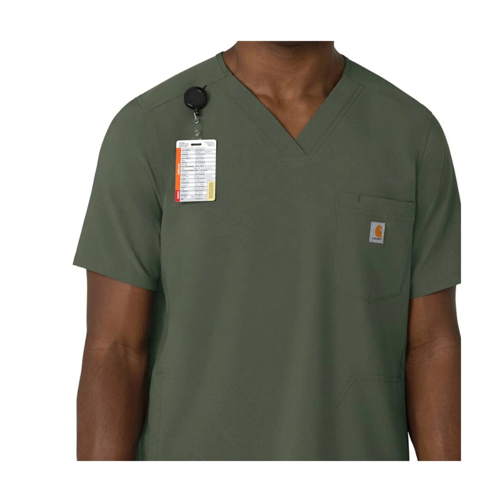 Carhartt Men's Cross Flex V Neck Scrub Top - Olive - Lenny's Shoe & Apparel