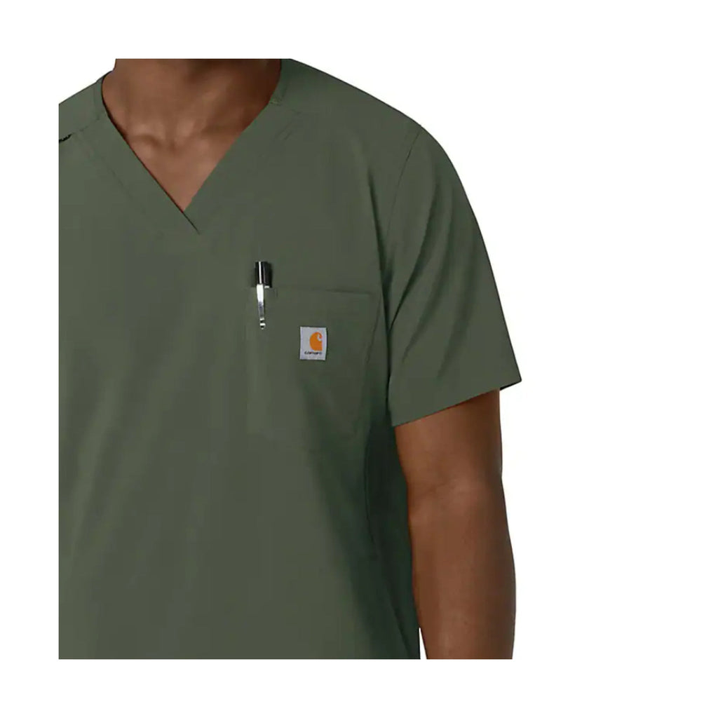 Carhartt Men's Cross Flex V Neck Scrub Top - Olive - Lenny's Shoe & Apparel