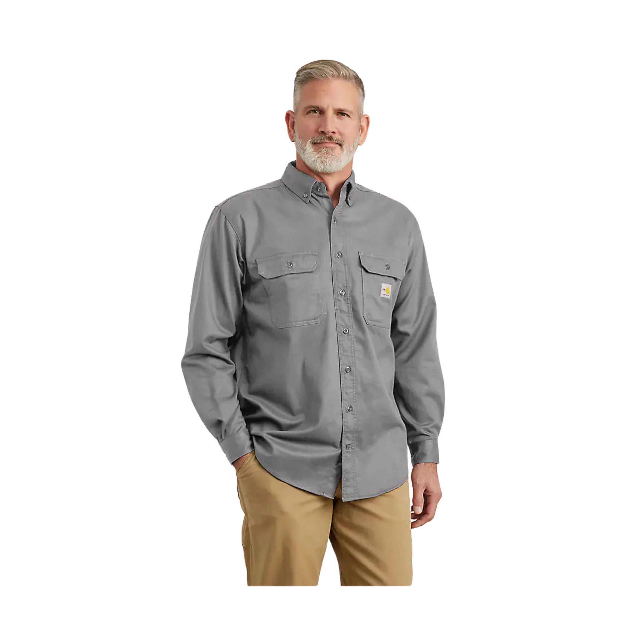 Carhartt Men's Flame Resistant Classic Twill Shirt Gray