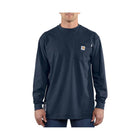 Navy long-sleeve shirt with a brand logo on a white background