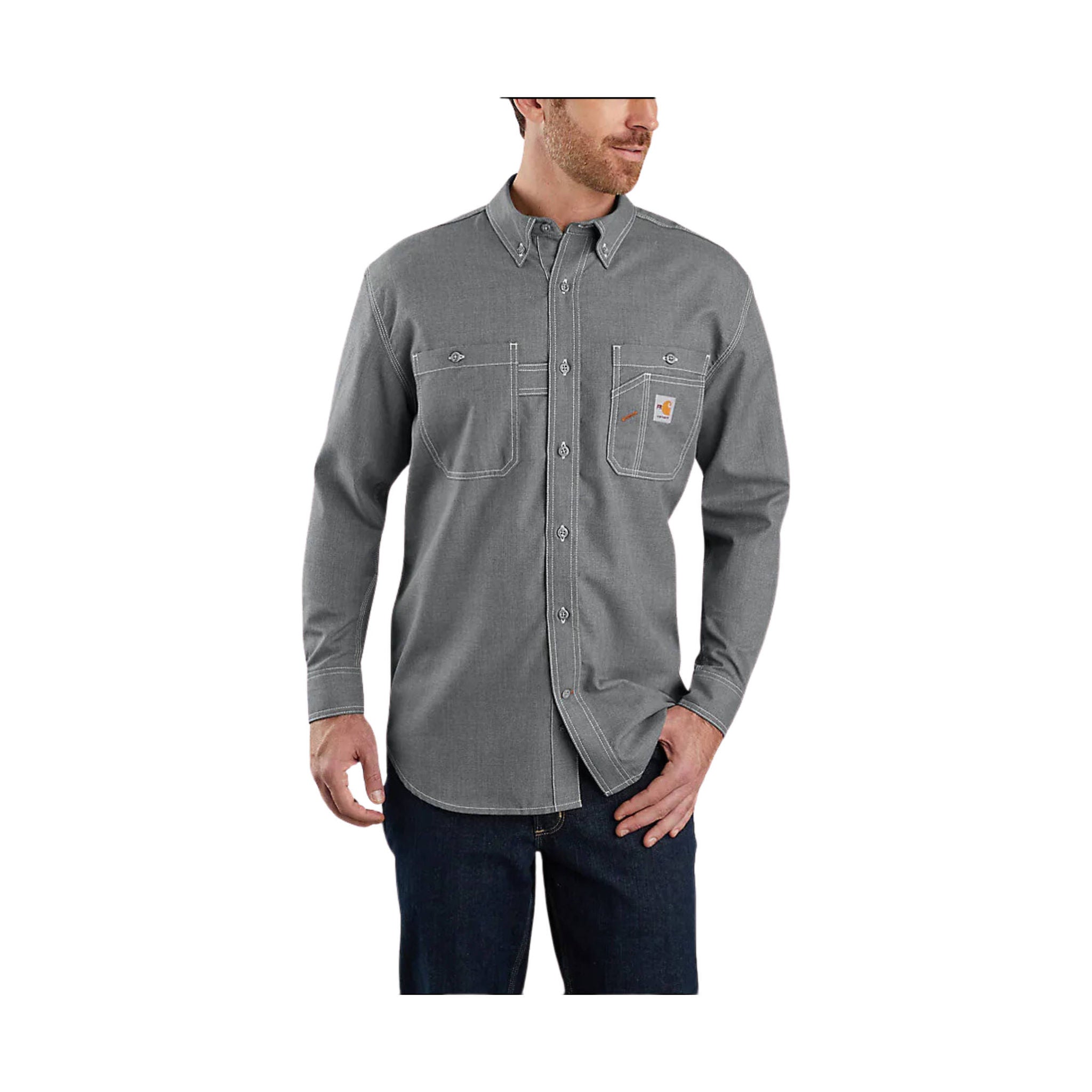 Carhartt Mens 104138 Factory 2nd Flame-Resistant Force Lightweight Long Sleeve Shirt - Gray Large Regular Carhartt Mens 104138 Factory 2nd Flame-Resistant Force Lightweight Long Sleeve Shirt - Gray Large Regular