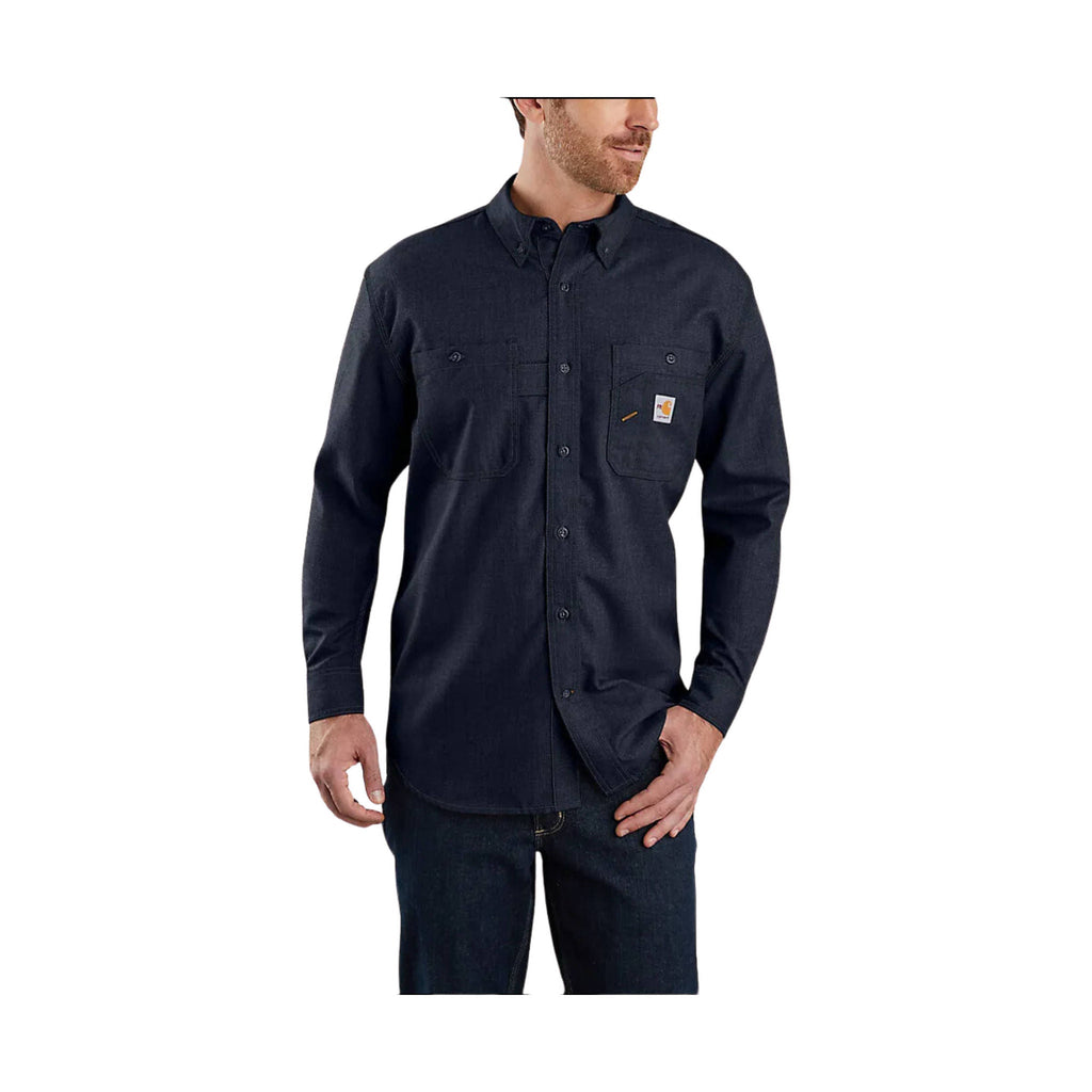 Carhartt Men's Flame Resistant Force Loose Fit Lightweight Long Sleeve Button Front Shirt - Navy - Lenny's Shoe & Apparel