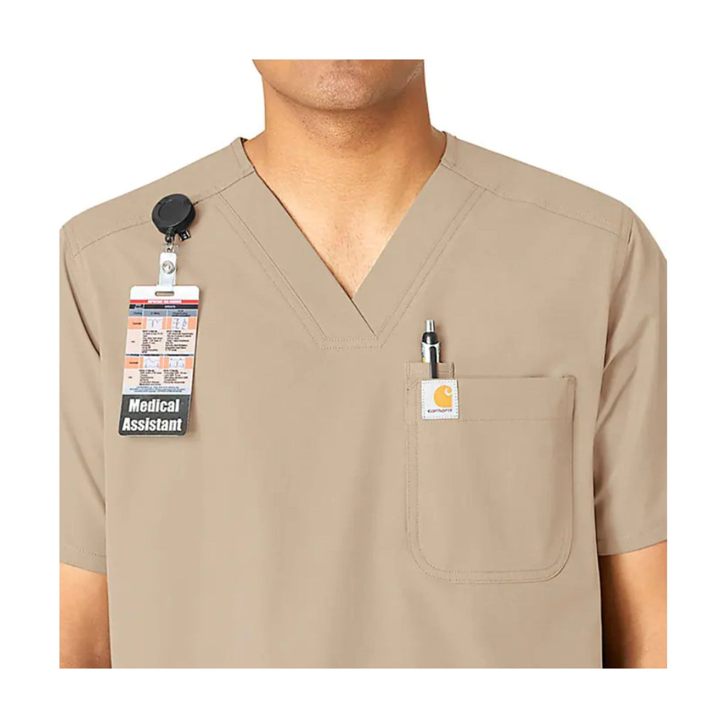 Carhartt Men's Force Essentials V Neck Shirttail Scrub Top - Khaki - Lenny's Shoe & Apparel