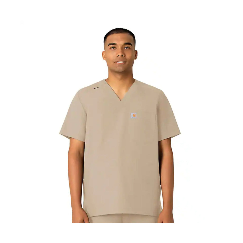 Carhartt Men's Force Essentials V Neck Shirttail Scrub Top - Khaki - Lenny's Shoe & Apparel