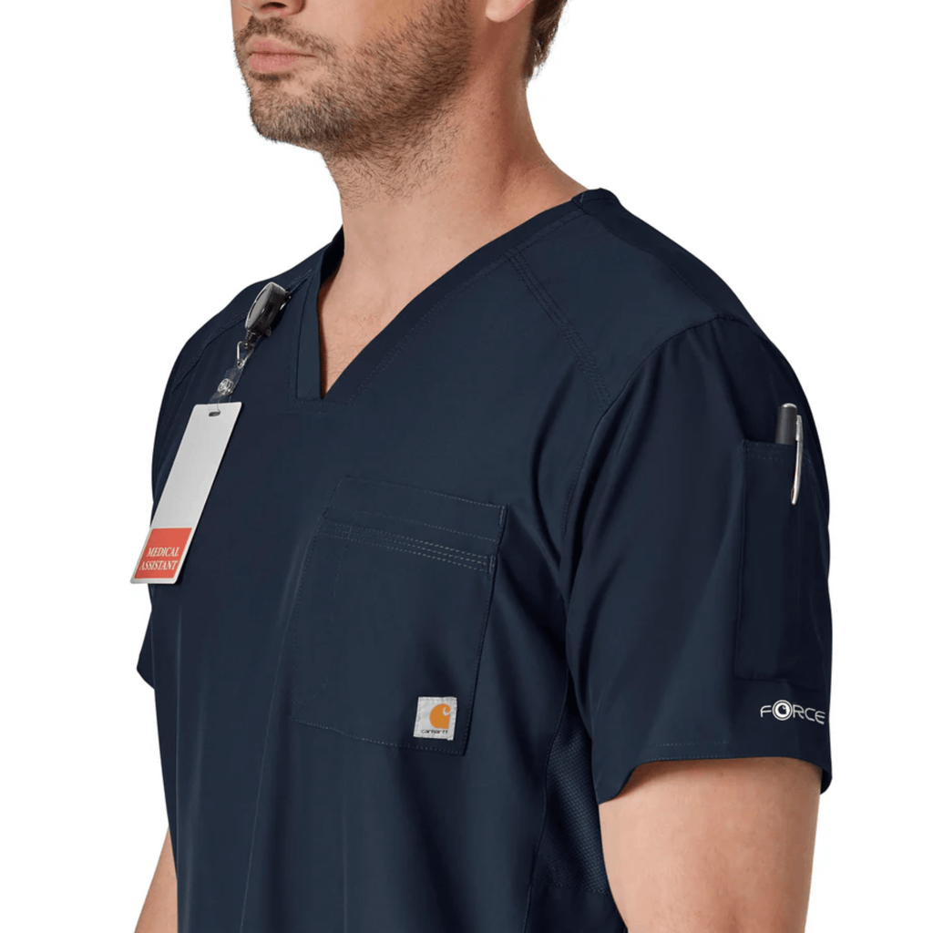 Carhartt Men's Force Liberty Twill Chest Pocket Scrub Top - Navy - Lenny's Shoe & Apparel
