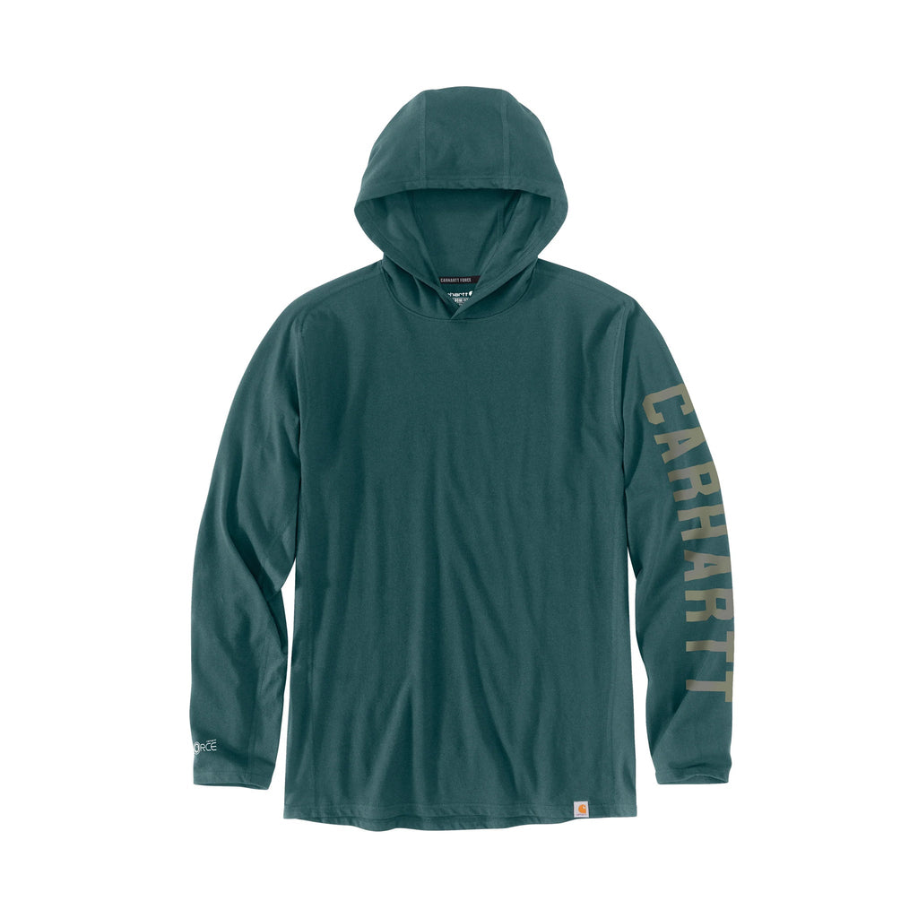 Carhartt Men's Force Relaxed Fit Long Sleeve Hooded Tee - Greenstone - Lenny's Shoe & Apparel
