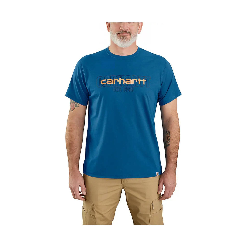 Carhartt Men's Force Relaxed Fit Midweight Short Sleeve Logo Graphic T Shirt - Light Huron Heather - Lenny's Shoe & Apparel