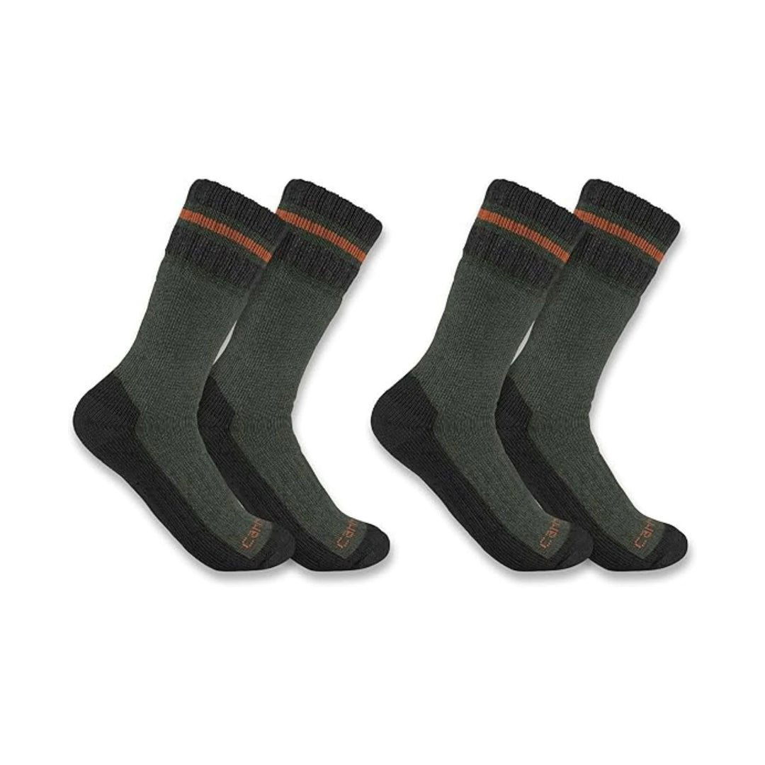 Carhartt Men's Heavyweight Synthetic Wool Blend Boot 2 Pack Socks - Brunt Olive - Lenny's Shoe & Apparel