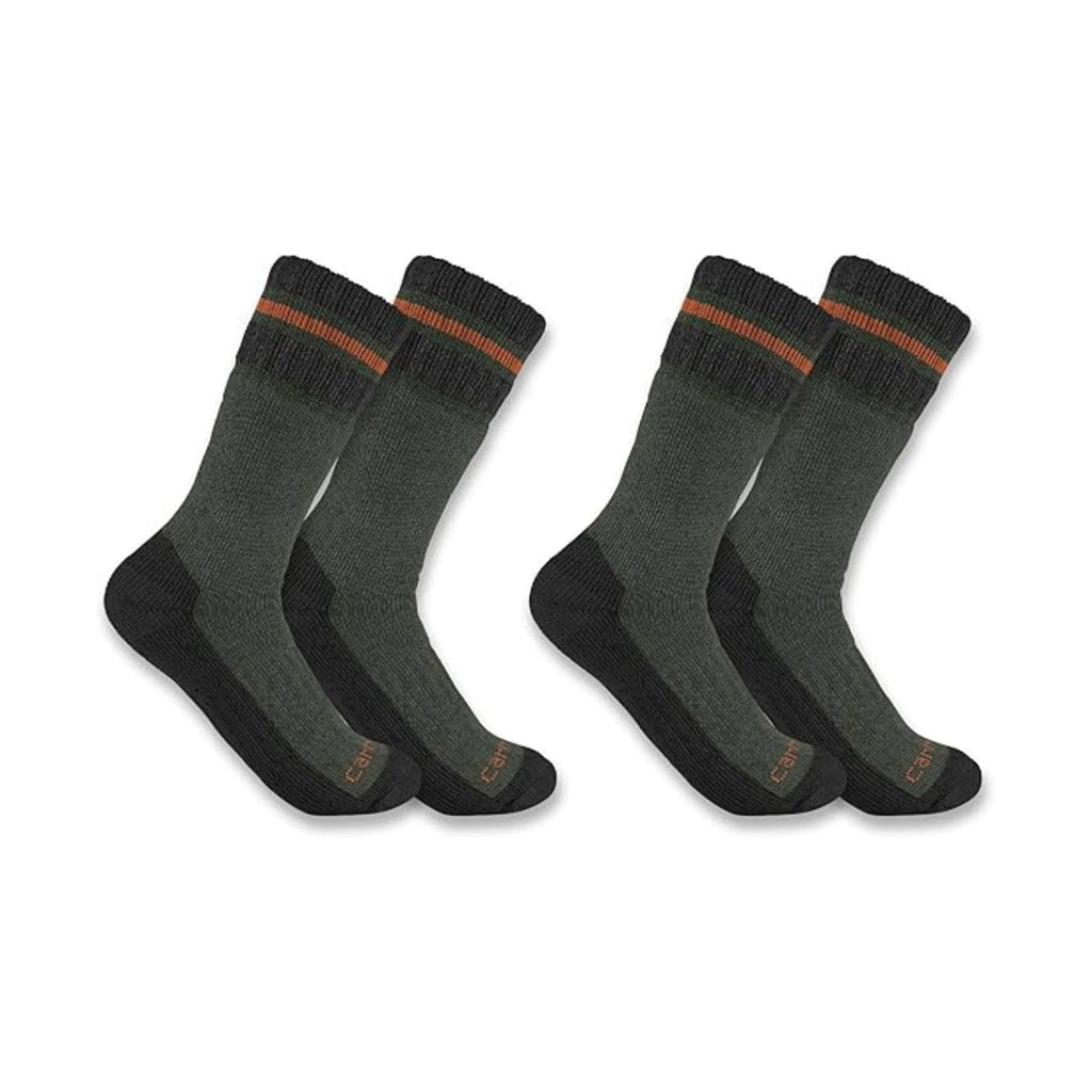 Carhartt Men's Heavyweight Synthetic Wool Blend Boot 2 Pack Socks - Brunt Olive - Lenny's Shoe & Apparel
