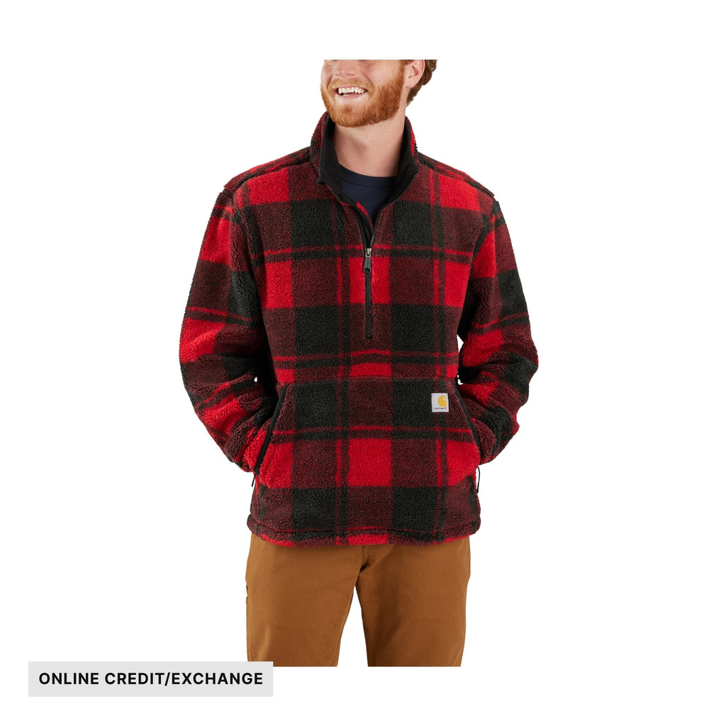 Carhartt Men's Loose Fit Fleece Pullover - Crabapple/Black Plaid - Lenny's Shoe & Apparel