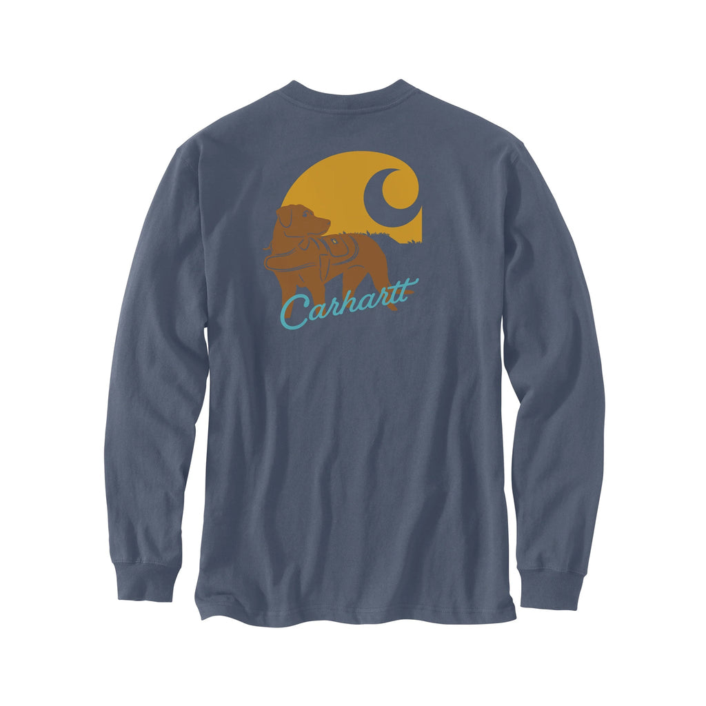 Carhartt Men's Loose Fit Heavyweight Long Sleeve Pocket Dog Graphic T Shirt - Bluestone - Lenny's Shoe & Apparel