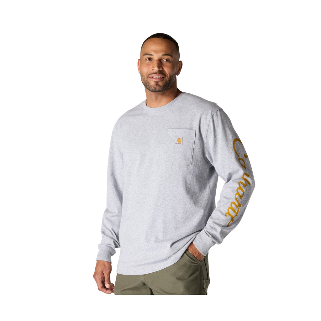 Carhartt Men's Loose Fit Heavyweight Long Sleeve Pocket Dog Graphic T Shirt - Heather Gray - Lenny's Shoe & Apparel