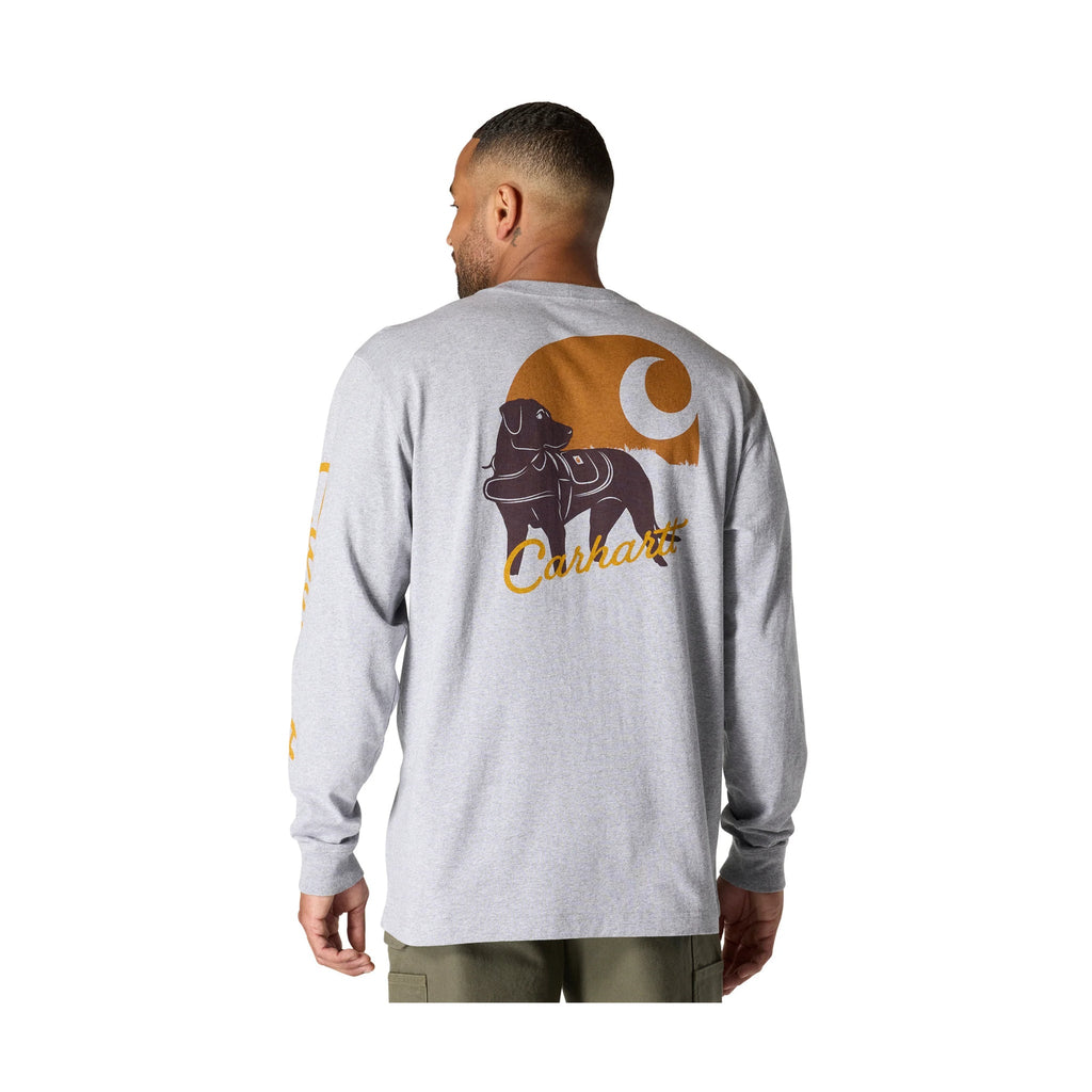 Carhartt Men's Loose Fit Heavyweight Long Sleeve Pocket Dog Graphic T Shirt - Heather Gray - Lenny's Shoe & Apparel