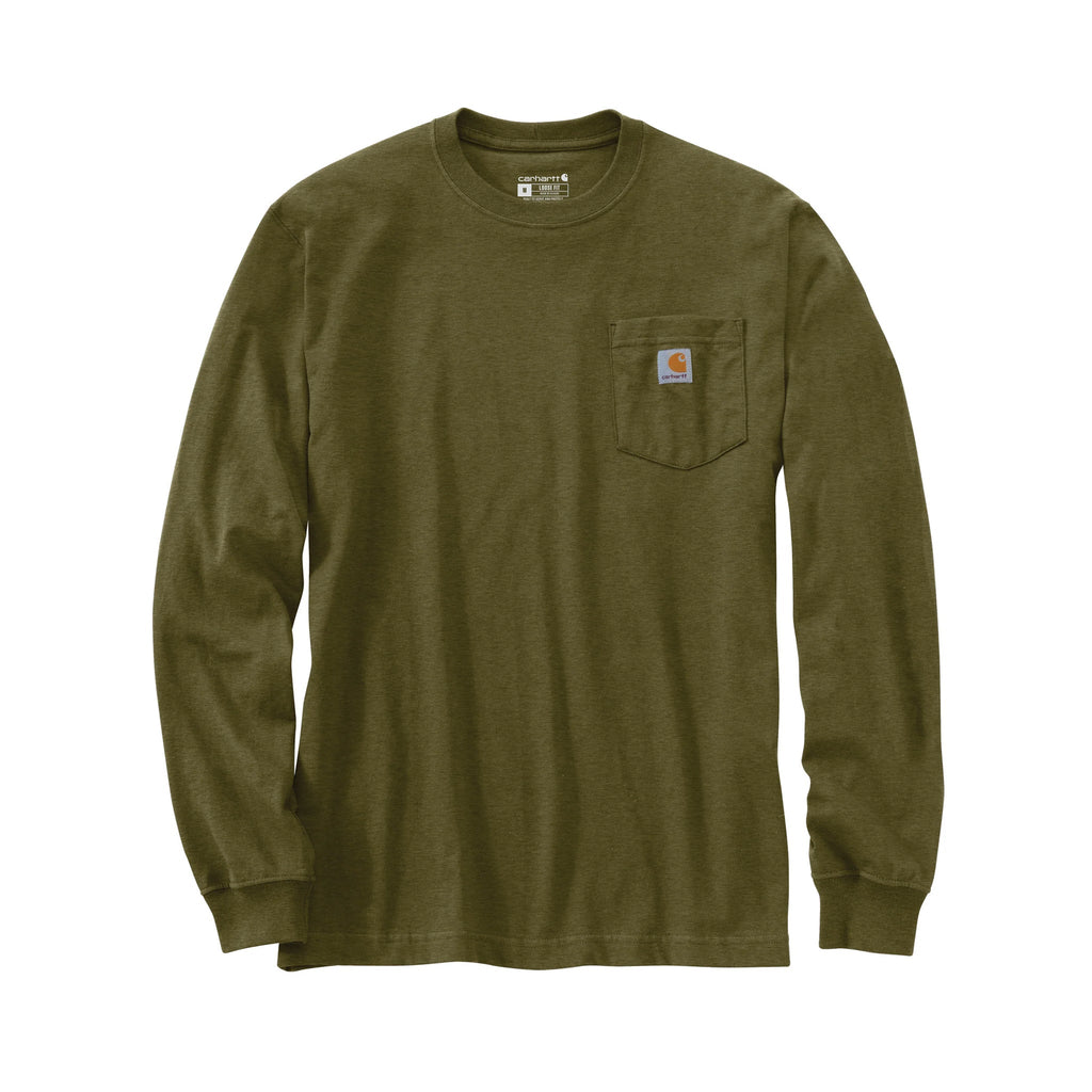 Carhartt Men's Loose Fit Heavyweight Long Sleeve Pocket Outdoor Graphic T Shirt - Dark Bronzed Green - Lenny's Shoe & Apparel