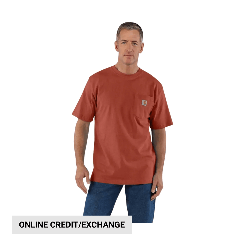 Carhartt Men's Loose Fit Heavyweight Short Sleeve Pocket T Shirt - Saddle Red Heather - Lenny's Shoe & Apparel