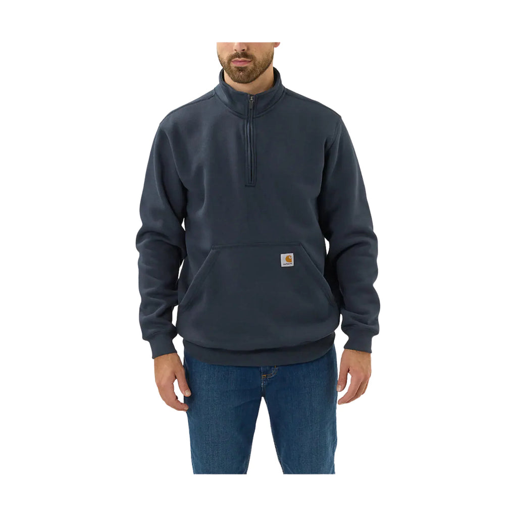 Carhartt Men's Loose Fit Midweight Quarter Zip Mock Neck Sweatshirt - New Navy - Lenny's Shoe & Apparel