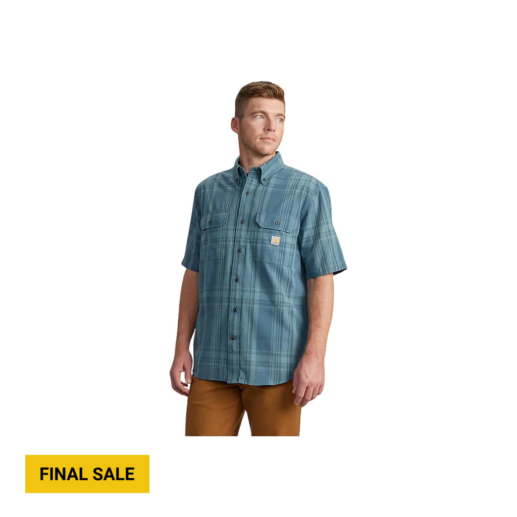 Carhartt Men's Loose Fit Midweight Short Sleeve Plaid Shirt - Storm Blue - Lenny's Shoe & Apparel