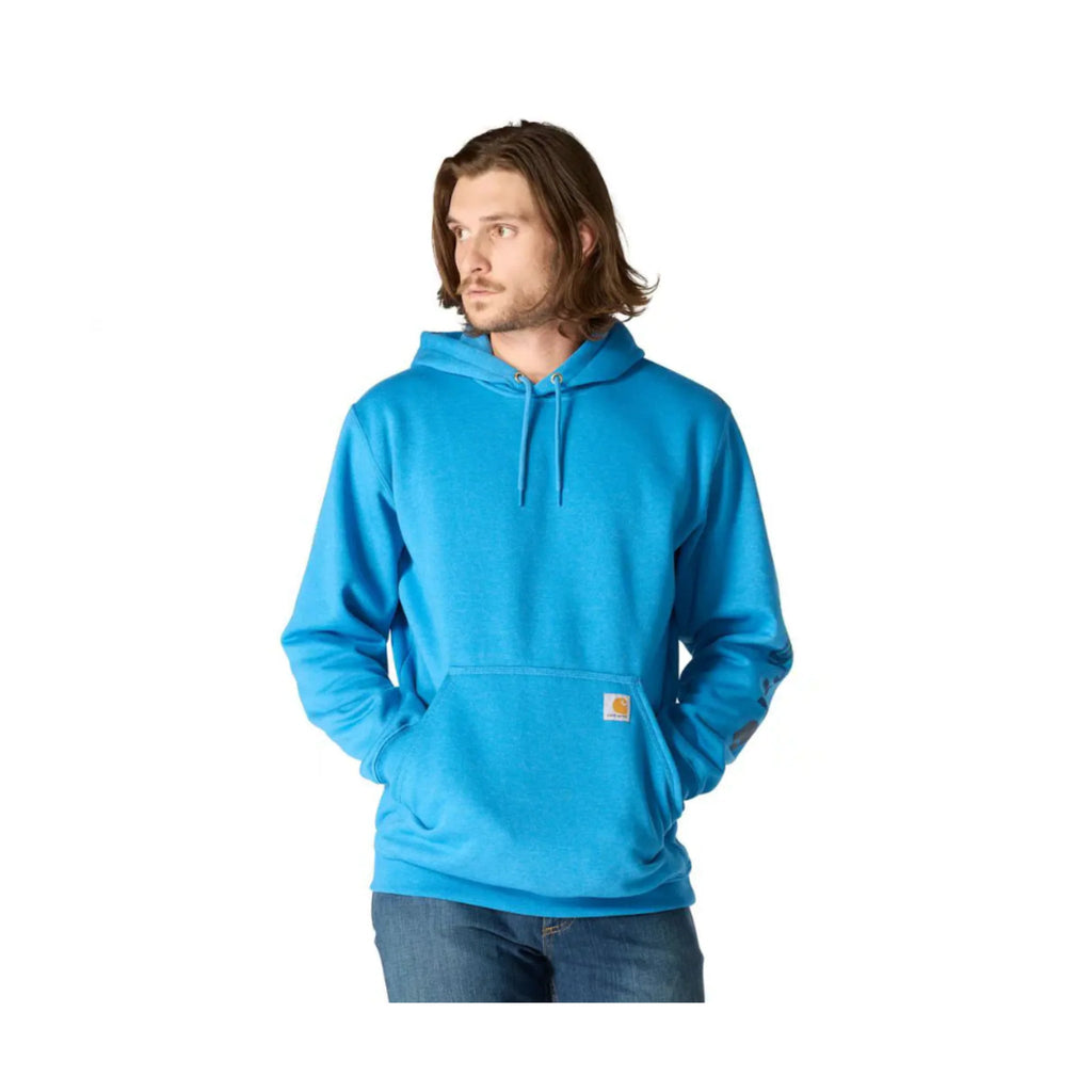 Carhartt Men's Midweight Hooded Logo Sweatshirt - Horizon Blue Heather - Lenny's Shoe & Apparel