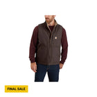 Carhartt Men's Mock Neck Sherpa Lined Loose Fit Washed Duck Vest - Dark Brown - Lenny's Shoe & Apparel