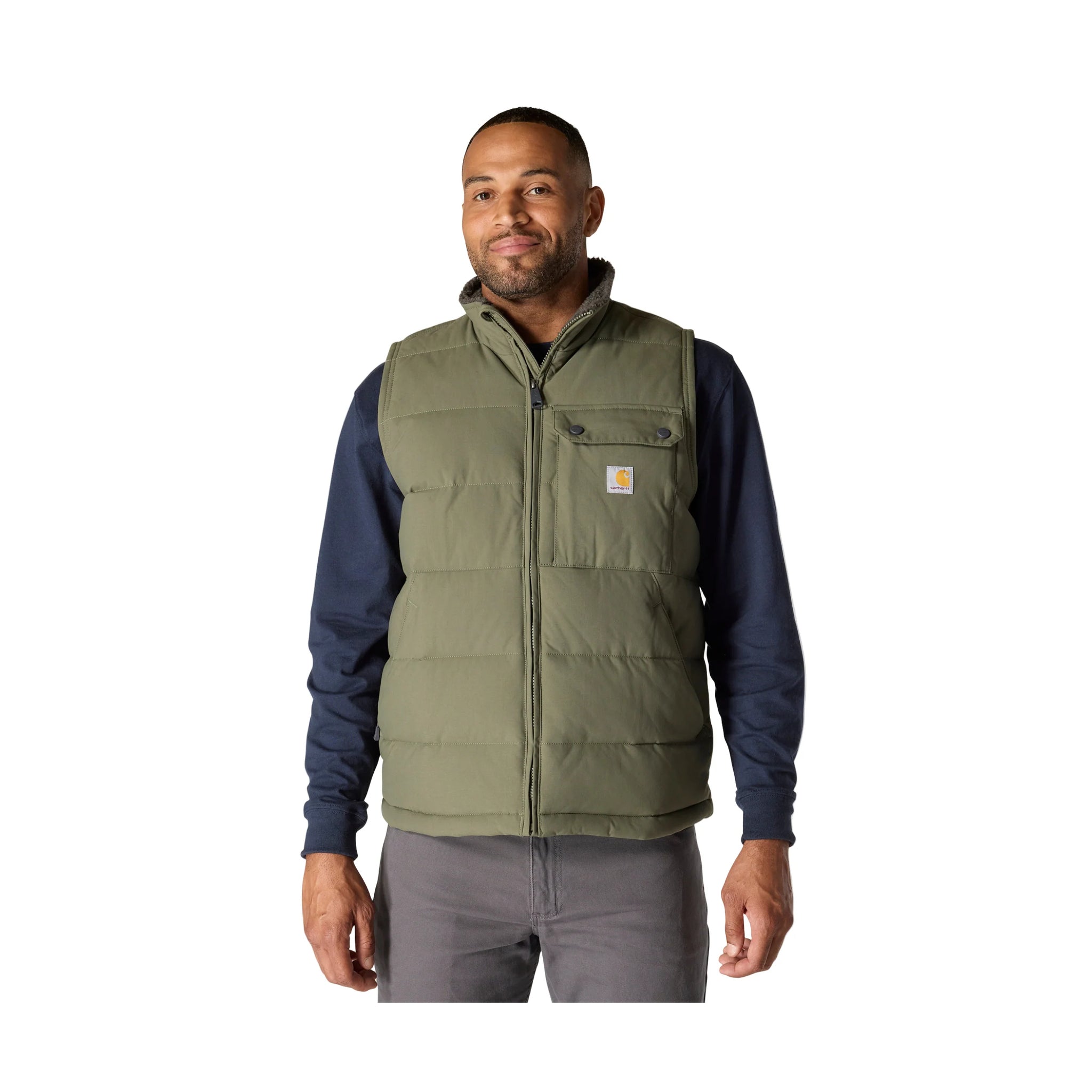 Carhartt オリーブ ベスト Carhartt Men's Montana Loose Fit Insulated Vest - Dusty Oilve