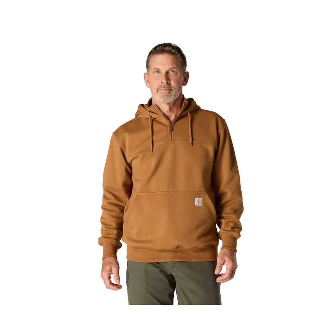 Carhartt Men's Rain Defender Paxton Heavyweight Hooded Quarter Zip Mock Sweatshirt - Carhartt Brown - Lenny's Shoe & Apparel