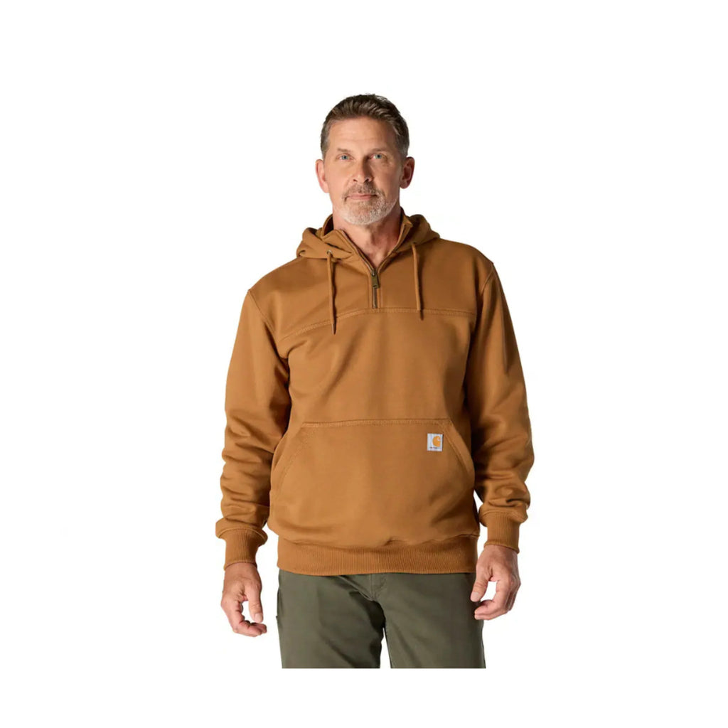 Carhartt Men's Rain Defender Paxton Heavyweight Hooded Quarter Zip Mock Sweatshirt - Carhartt Brown - Lenny's Shoe & Apparel