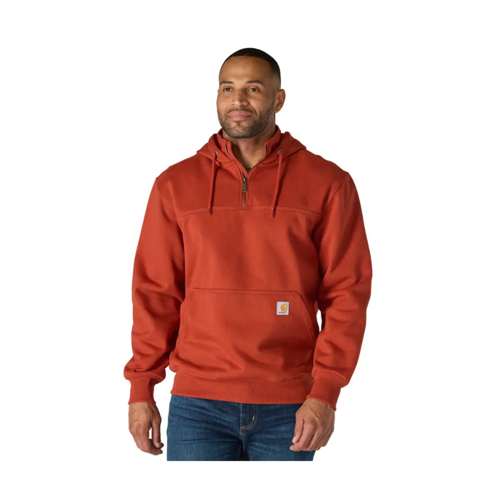 Carhartt Men's Rain Defender Paxton Heavyweight Hooded Quarter Zip Mock Sweatshirt - Spice Red - Lenny's Shoe & Apparel