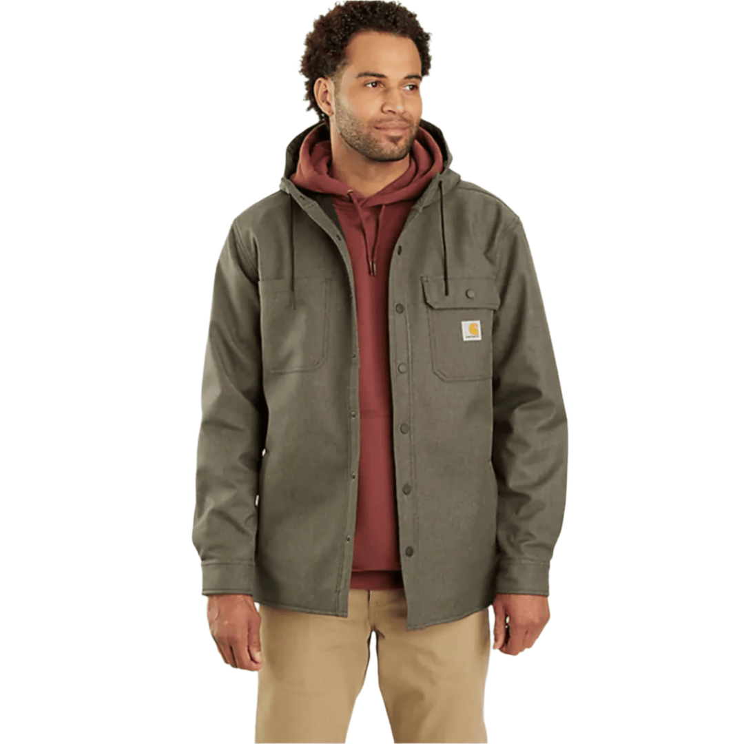 Carhartt Men's Rain Defender Relaxed Fit Heavyweight Hooded Shirt Jacket - Moss - Lenny's Shoe & Apparel