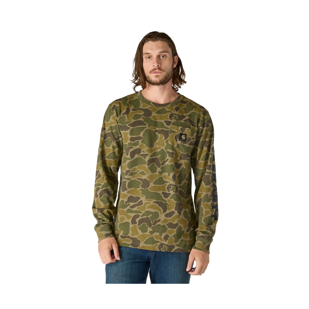 Carhartt Men's Relaxed Fit Heavyweight Long Sleeve Pocket Camo Logo Graphic T Shirt - Brunt Olive Vintage Camo - Lenny's Shoe & Apparel