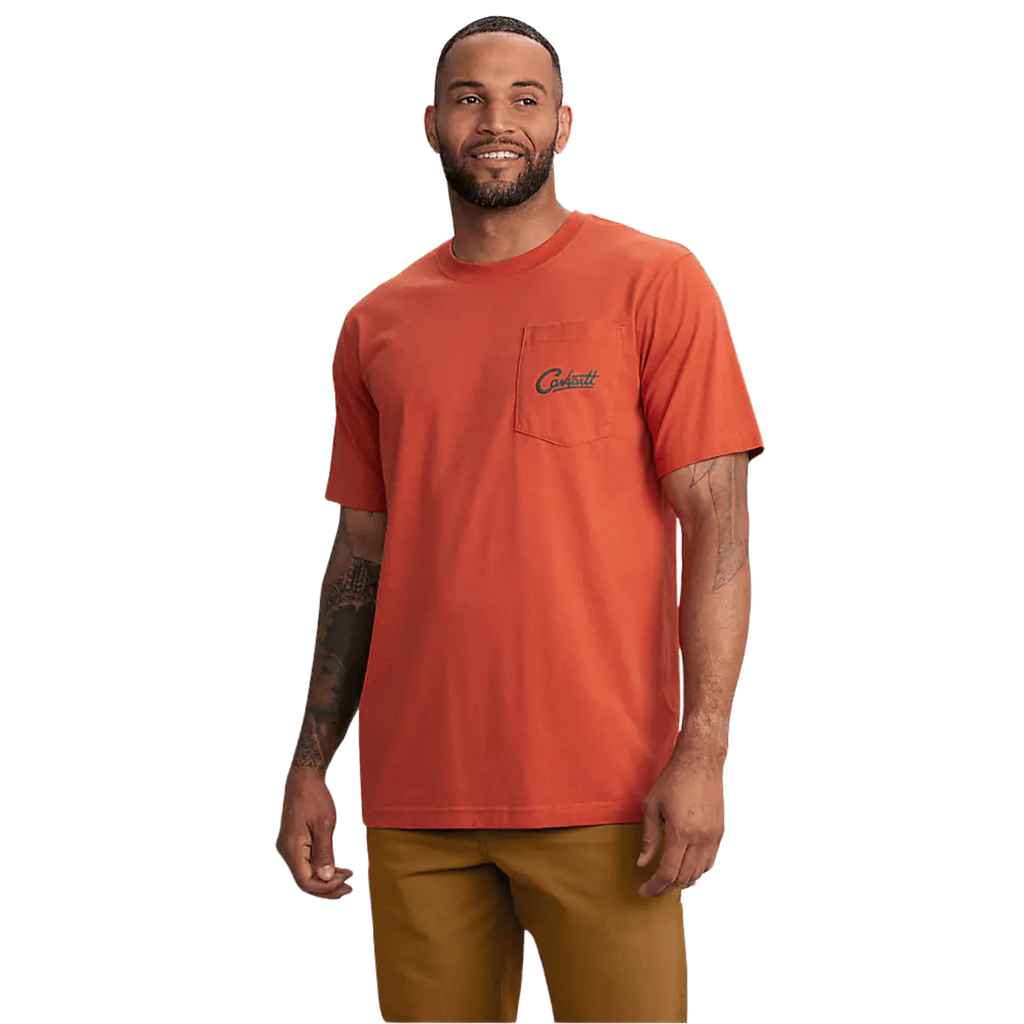 Carhartt Men's Relaxed Fit Lightweight Short Sleeve Pocket Camp Graphic Tee - Saddle Red - Lenny's Shoe & Apparel